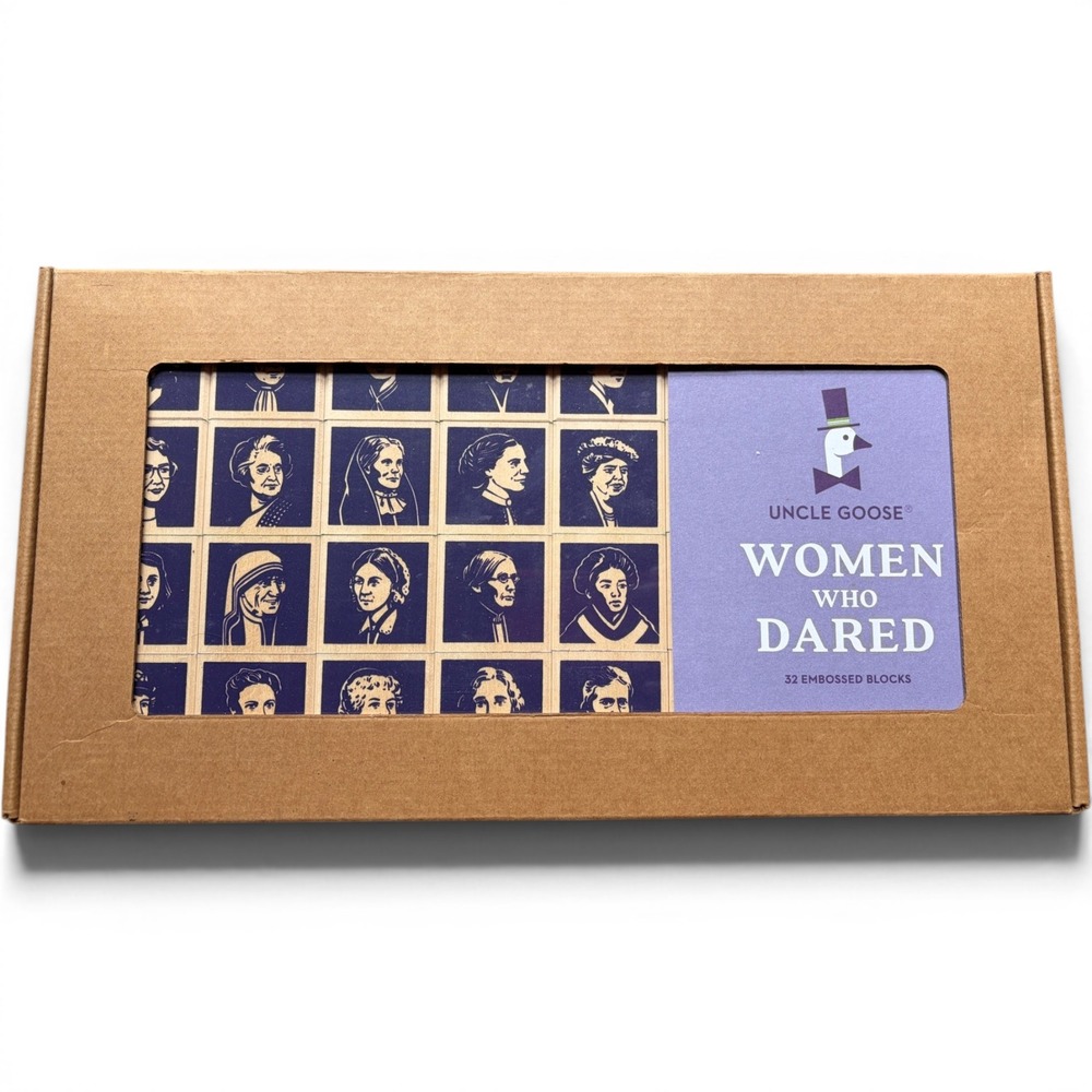 Uncle Goose Women Who Dared 32 Wood Embossed Blocks Set New In Box WWD32
